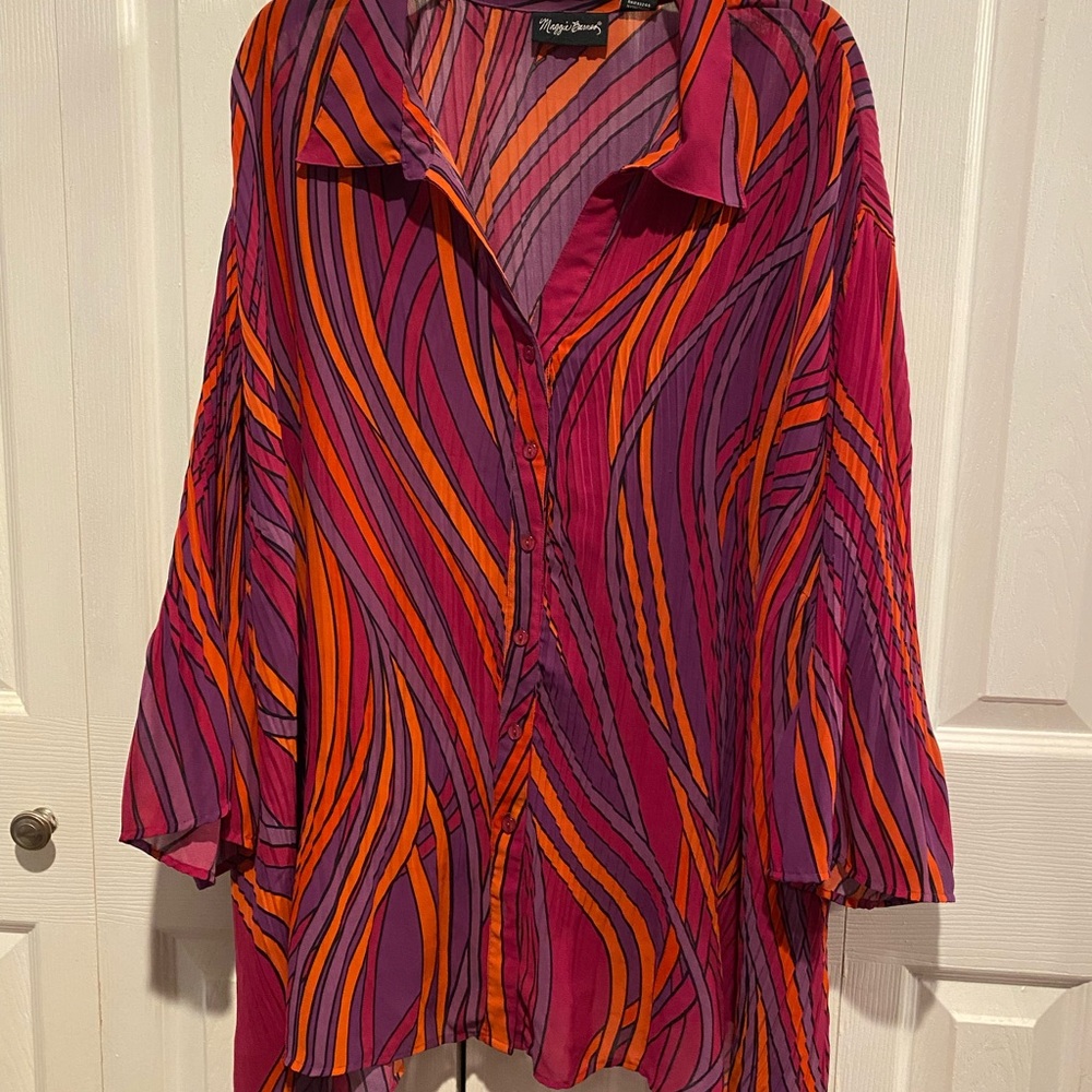 Maggie Barnes Colorful Striped Blouse